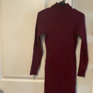 Medium mock turtle-neck sweater dress, midi-length